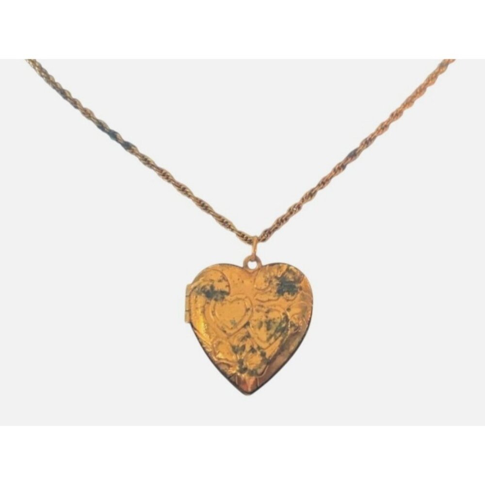 Gold toned Heart Locket with Corinthians 13:13 verse pre-owned